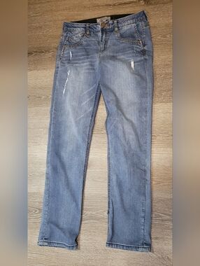 Wit & Wisdom Jeans Womens 6 Blue Distressed Mid Rise Stretch Denim Skinny Pants